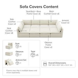Macy Washable Slipcover for Pit-sectional Sofa with Storage, Oat