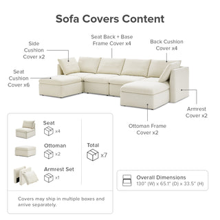 Macy Washable Slipcover for 6 Seats Modular Sectional Sofa with Storage, Oat