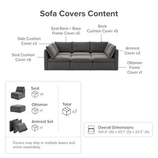 Macy Washable Slipcover Only (Pit-sectional), Stone Gray