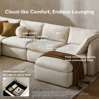 Macy 7 Seats Modular Sectional Sofa with Fully Removable Covers, Large Storage (Oat)