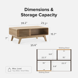 Ensley 59" TV Stand + Coffee Table, Oak