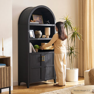 Lauren Arched Tall Cabinet, Black Oak