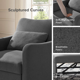 Sophie chair design detail, Dark Gray Fabric
