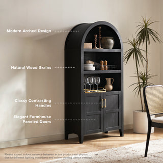 Lauren Arched 65.4" Short Cabinet, Black Oak