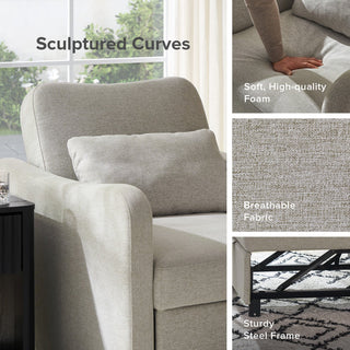 Sophie chair design detail, Light Gray Fabric
