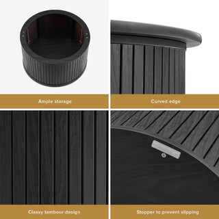 Quin Coffee Table & Side Table, Black Oak