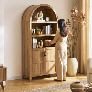 Lauren Arched Tall Cabinet, Light Oak