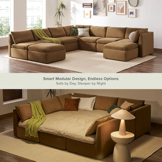 Macy Pit-Sectional Sofa with Storage, Hazelnut Brown Velvet