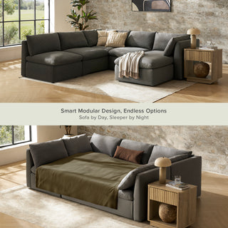 Macy Pit-Sectional Sofa with Storage, Stone Gray