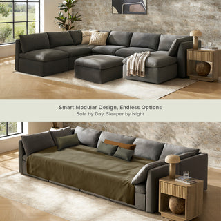 Macy Pit-Sectional Sofa with Storage, Stone Gray