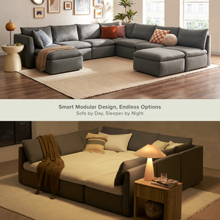 Macy Pit-Sectional Sofa with Fully Removable Covers, Large Storage (Stone Gray) [2nd Gen]