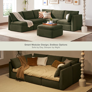 Macy Pit-sectional Sofa, Olive Green Velvet [2nd gen]