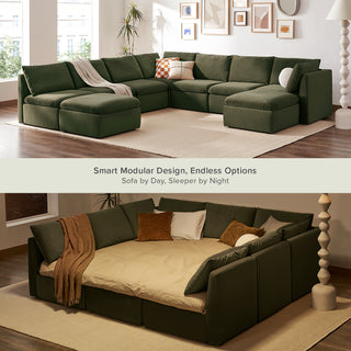 Macy Pit-sectional Sofa, Olive Green Velvet [2nd gen]