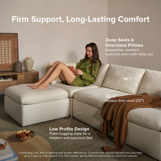 Macy 6 Seats Modular Sectional Sofa with Fully Removable Covers, Large Storage (Oat)