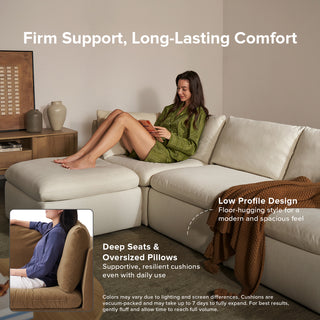 Macy Pit-Sectional Sofa with Fully Removable Covers, Large Storage (Hazelnut Brown Velvet) [2nd Gen]