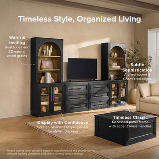 Blake 4 Piece Entertainment Center with Storage Black Oak