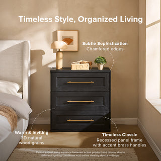 Blake 3 Drawer Dresser, Black Oak Single Blake 3 Drawer Dresser, Black Oak Single