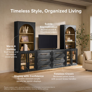 Blake 4 Piece Entertainment Center with Storage Black Oak