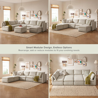 Macy 8 Seats Modular Sectional Sofa with Fully Removable Covers, Large Storage (Oat) [2nd gen]