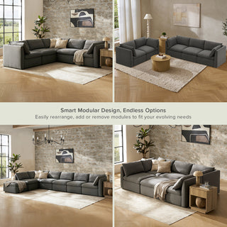 Macy 5 Seats Modular Sectional Sofa with Fully Removable Covers, Large Storage Oversized Modern Cloud Couch (Stone Gray)