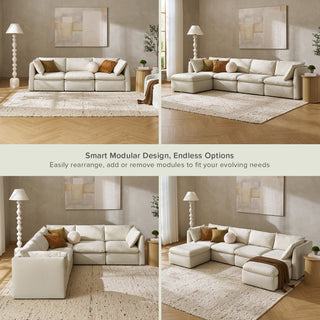 Macy 3 Seater Oversized Modular Sectional Sofa with Fully Removable Covers and Storage (Oat)