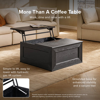 Blake Lift Top Coffee Table with Storage, Black Oak