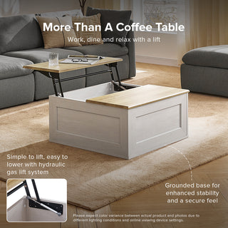 Blake 59" Electric Fireplace Mantel TV Stand + Coffee Table, White Oak
