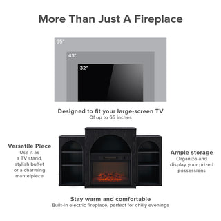 Blake 59" Electric Fireplace Mantel TV Stand + Coffee Table, Black Oak