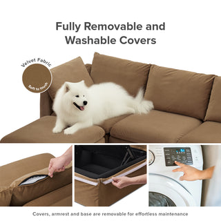 Macy Washable Slipcover for Armrest Set, Hazelnut Brown Velvet