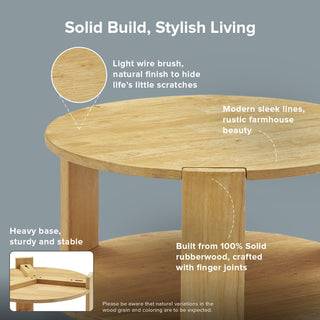 Logan Solid Wood Round Coffee Table