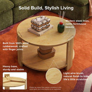 Logan Solid Wood Round Coffee Table