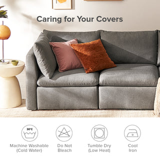 Macy Washable Slipcover for 4 Seats Modular Sectional Sofa with Storage, Stone Gray