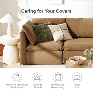 Macy Washable Slipcover for Armrest Set, Hazelnut Brown Velvet