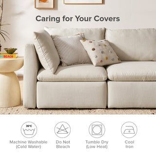 Macy Washable Slipcover for 5 Seats Modular Sectional Sofa with Storage, Oat
