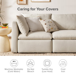 Macy Washable Slipcover for 6 Seats Modular Sectional Sofa with Storage, Oat