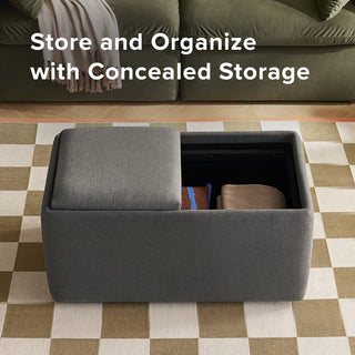Levi Storage Tray Bench, Dark Gray