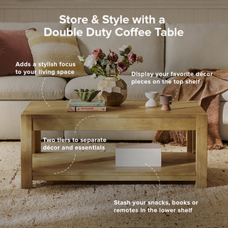 Logan Solid Wood Rectangle Coffee Table
