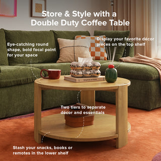 Logan Solid Wood Round Coffee Table
