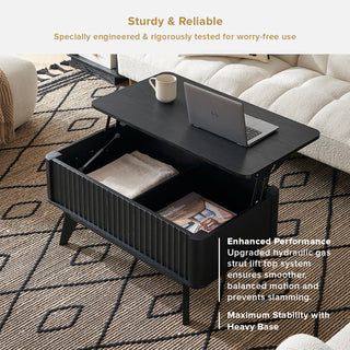 Brooklyn Side Tables (Pair) + Lift-top Coffee Table, Black Set