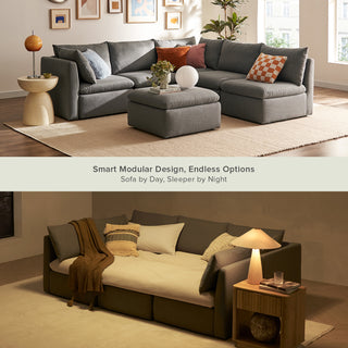 Macy Pit-Sectional Sofa with Fully Removable Covers, Large Storage (Stone Gray) [2nd Gen]