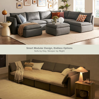 Macy Pit-Sectional Sofa with Fully Removable Covers, Large Storage (Stone Gray) [2nd Gen]