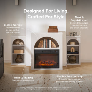 Blake 59" Electric Fireplace Mantel TV Stand + Coffee Table, White Oak