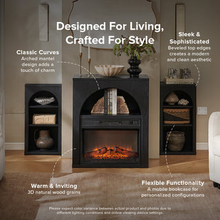 Blake 59" Electric Fireplace Mantel TV Stand + Coffee Table, Black Oak