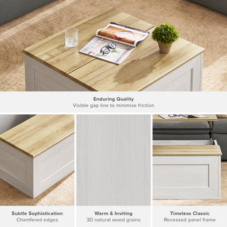 Blake 59" Electric Fireplace Mantel TV Stand + Coffee Table, White Oak