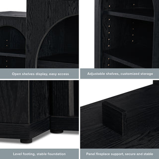 Blake 59" Electric Fireplace Mantel TV Stand + Coffee Table, Black Oak