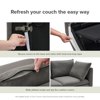 Macy Washable Slipcover for 8 Seats Modular Sectional Sofa with Storage, Stone Gray