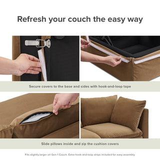 Macy Washable Slipcover for Armrest Set, Hazelnut Brown Velvet