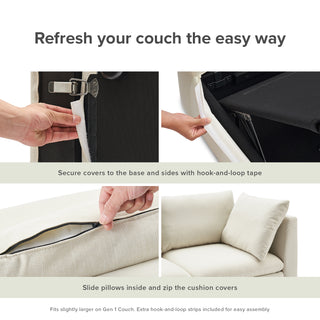 Macy Washable Slipcover for 6 Seats Modular Sectional Sofa with Storage, Oat