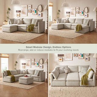 Macy 4 Seats Modular Sectional Sofa with Fully Removable Covers, Large Storage (Oat) [2nd gen]