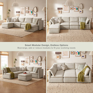 Macy 6 Seats Modular Sectional Sofa with Fully Removable Covers, Large Storage (Oat) [2nd gen]